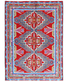 Revival 5'7'' X 7'9'' Hand-Knotted Wool Rug 5'7'' x 7'9'' (168 X 233) / Red / Grey