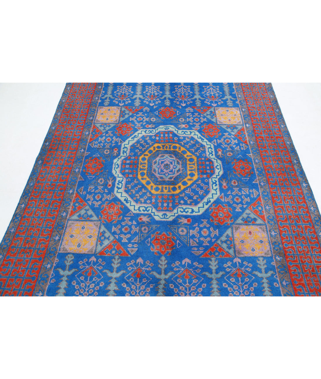 Revival 5'7'' X 8'2'' Hand-Knotted Wool Rug 5'7'' x 8'2'' (168 X 245) / Blue / Red