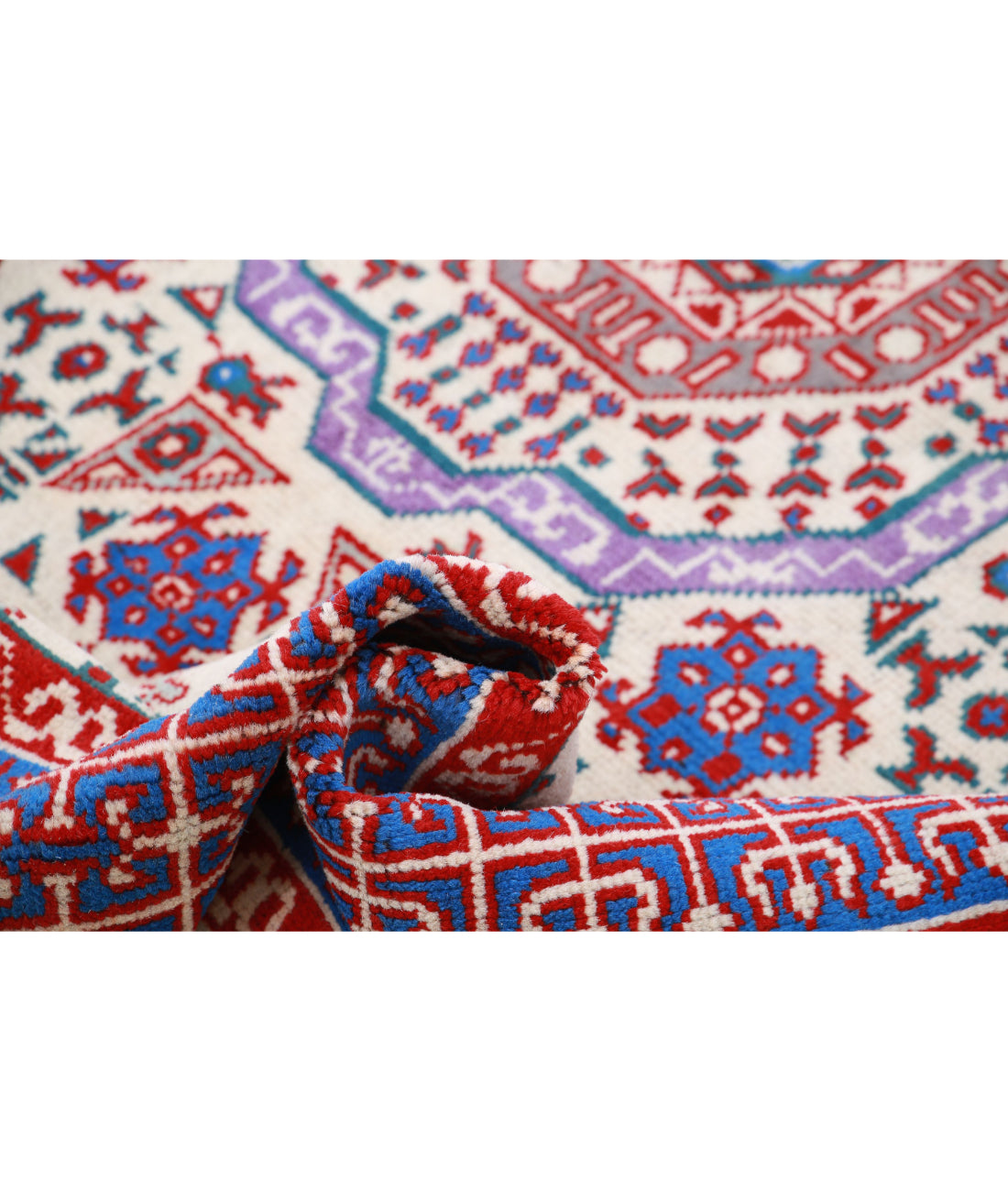 Revival 5'6'' X 8'0'' Hand-Knotted Wool Rug 5'6'' x 8'0'' (165 X 240) / Ivory / Blue