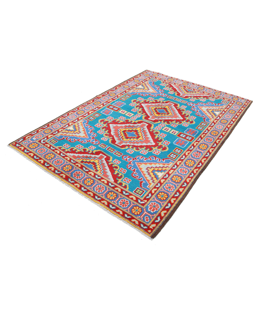 Revival 5'2'' X 7'5'' Hand-Knotted Wool Rug 5'2'' x 7'5'' (155 X 223) / Teal / Grey