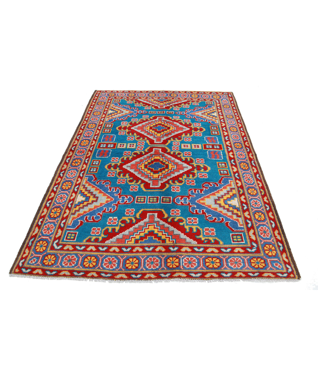 Revival 5'2'' X 7'5'' Hand-Knotted Wool Rug 5'2'' x 7'5'' (155 X 223) / Teal / Grey