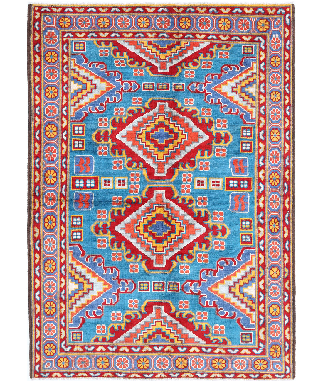 Revival 5'2'' X 7'5'' Hand-Knotted Wool Rug 5'2'' x 7'5'' (155 X 223) / Teal / Grey