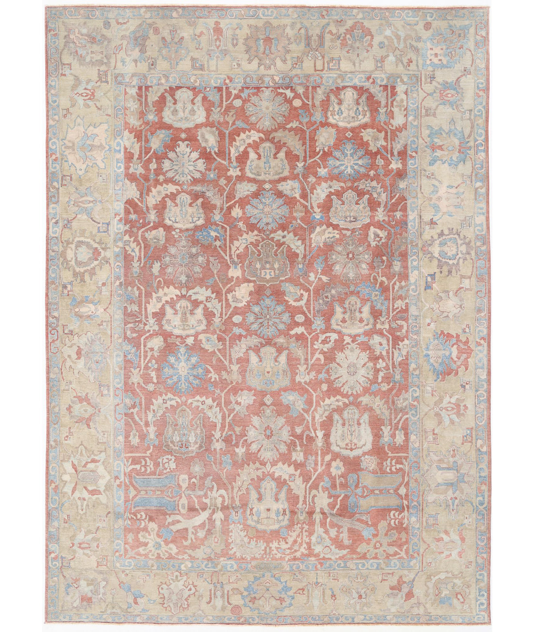 Samsun 10'5'' X 14'8'' Hand-Knotted Wool Rug 10'5'' x 14'8'' (313 X 440) / Red / Beige