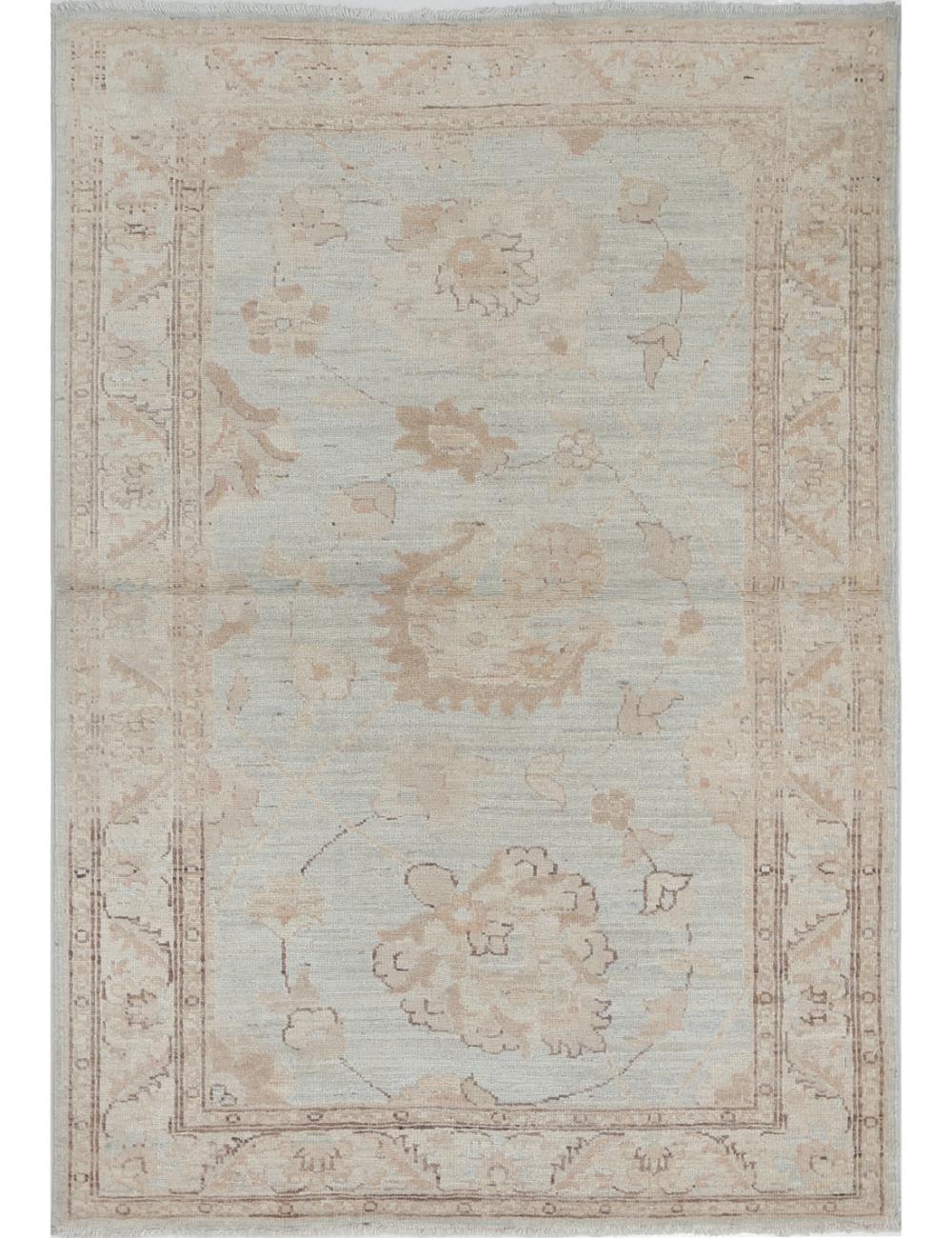 Serenity 3' 2" X 4' 7" Hand-Knotted Wool Rug 3' 2" X 4' 7" (97 X 140) / Blue / Ivory
