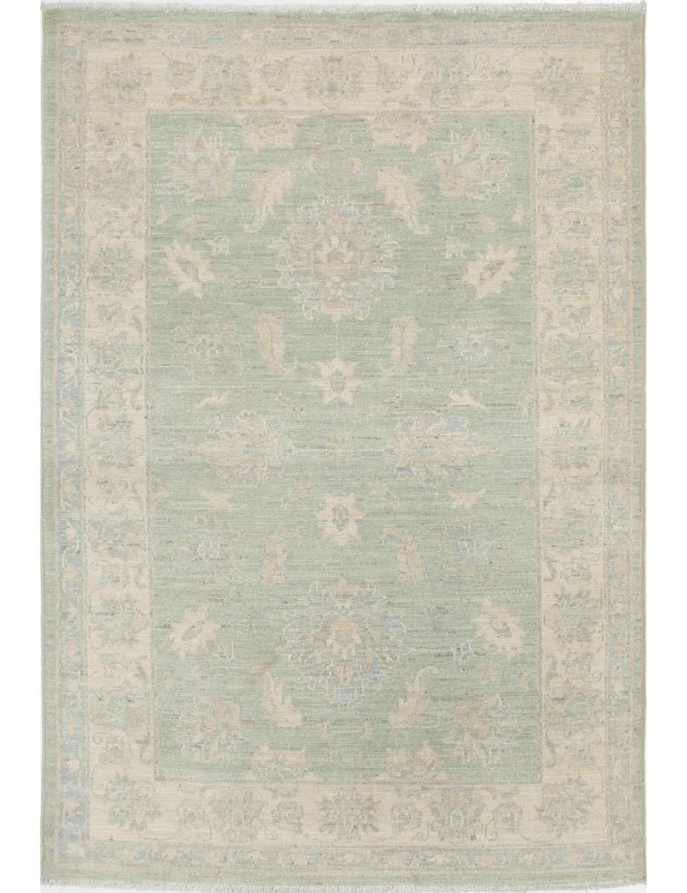 Serenity 3' 1" X 4' 7" Hand-Knotted Wool Rug 3' 1" X 4' 7" (94 X 140) / Green / Ivory