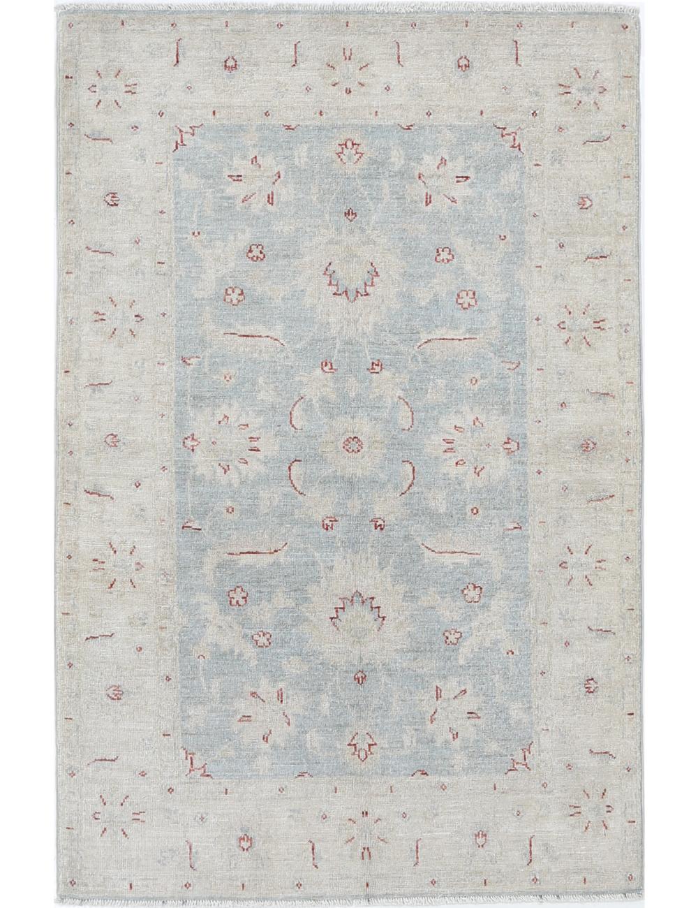 Serenity 3' 2" X 4' 11" Hand-Knotted Wool Rug 3' 2" X 4' 11" (97 X 150) / Blue / Ivory