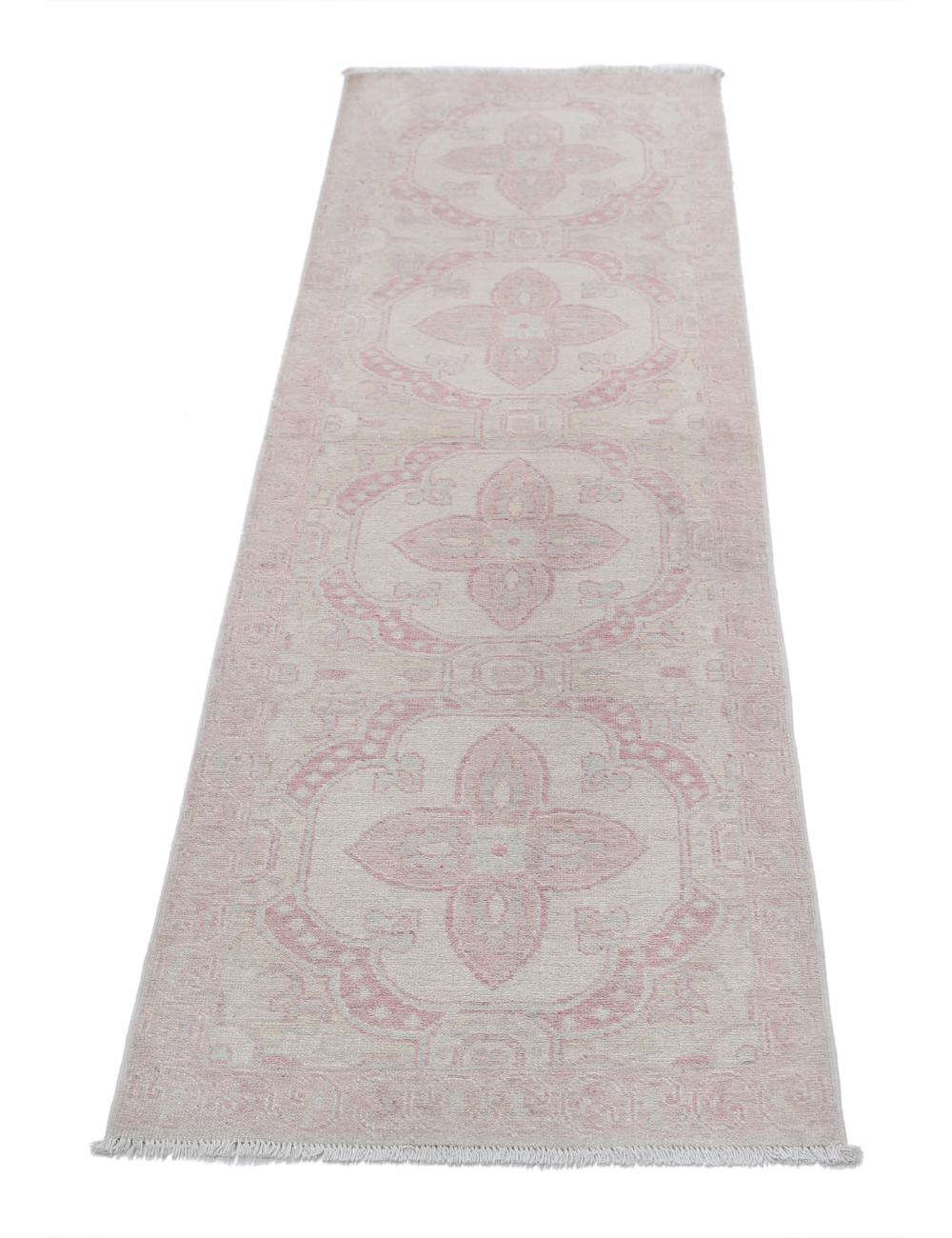 Serenity 2' 0" X 6' 3" Hand-Knotted Wool Rug 2' 0" X 6' 3" (61 X 191) / Ivory / Pink