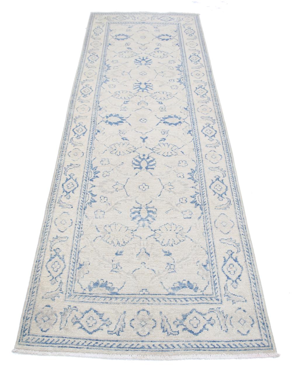 Serenity 2' 7" X 8' 4" Hand-Knotted Wool Rug 2' 7" X 8' 4" (79 X 254) / Ivory / Blue