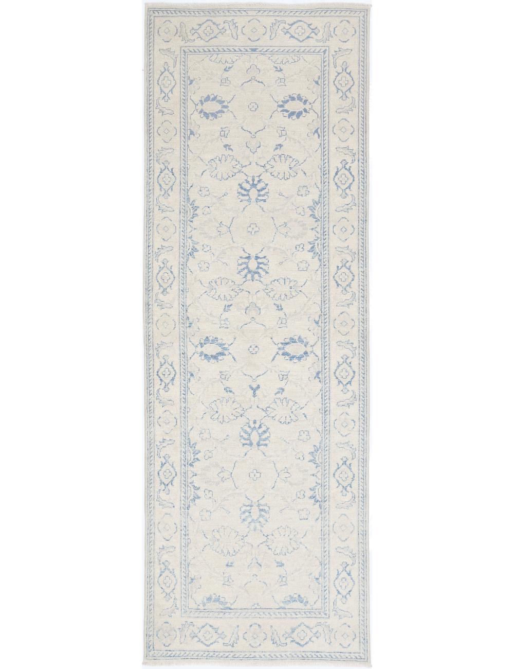 Serenity 2' 7" X 8' 4" Hand-Knotted Wool Rug 2' 7" X 8' 4" (79 X 254) / Ivory / Blue