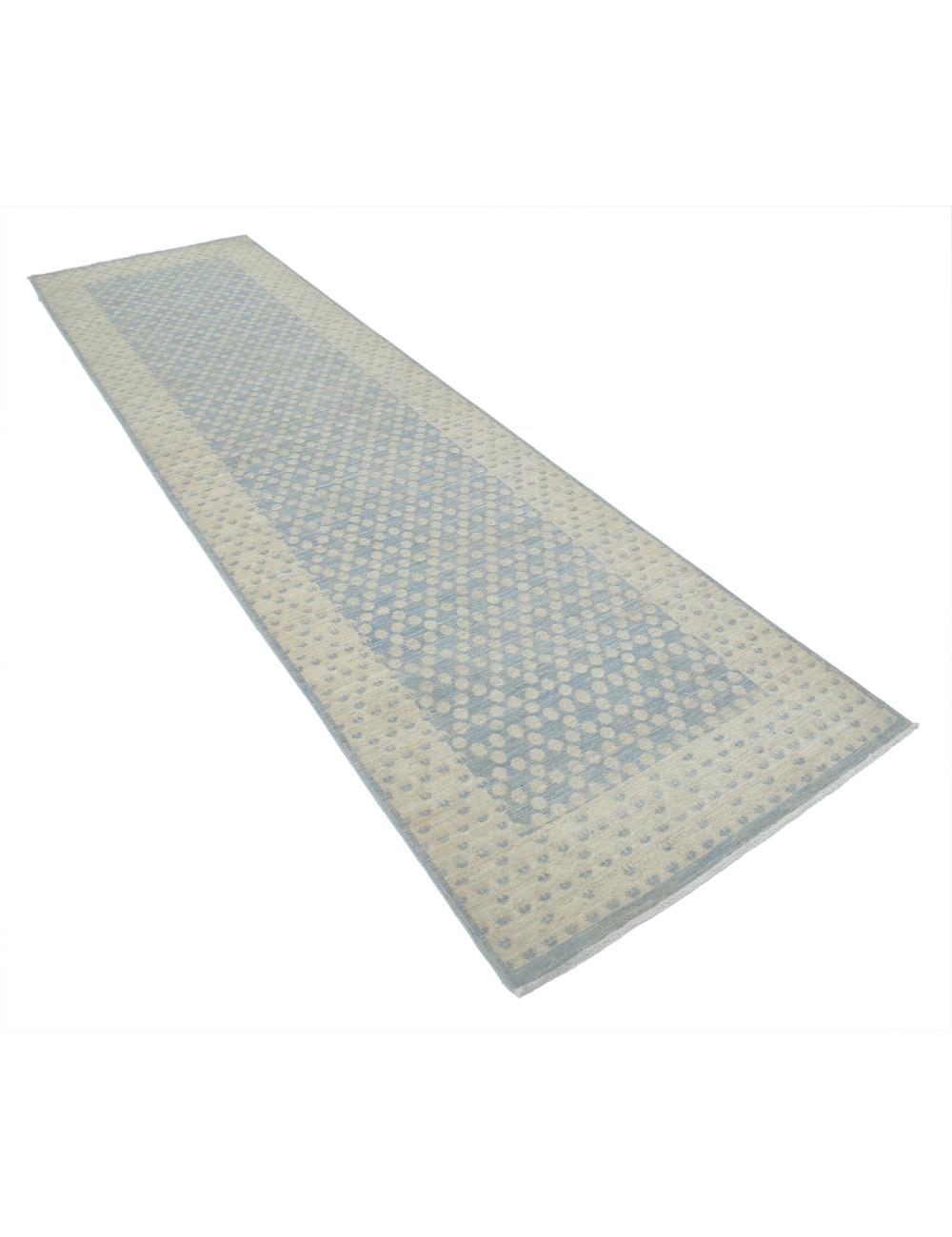 Serenity 2' 11" X 11' 0" Hand-Knotted Wool Rug 2' 11" X 11' 0" (89 X 335) / Blue / Ivory