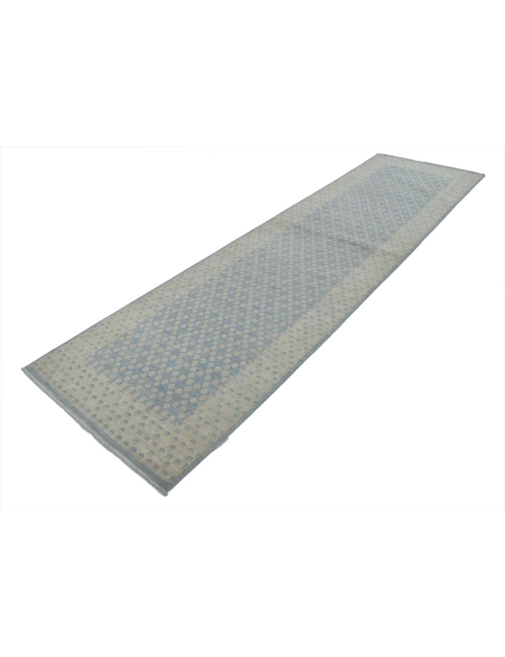 Serenity 2' 11" X 11' 0" Hand-Knotted Wool Rug 2' 11" X 11' 0" (89 X 335) / Blue / Ivory