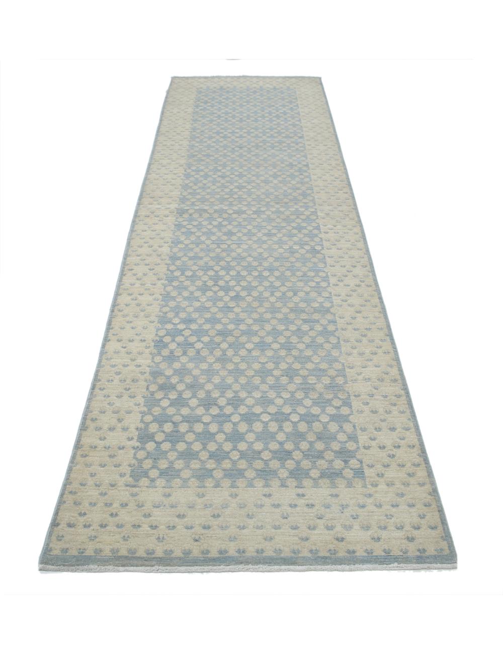 Serenity 2' 11" X 11' 0" Hand-Knotted Wool Rug 2' 11" X 11' 0" (89 X 335) / Blue / Ivory