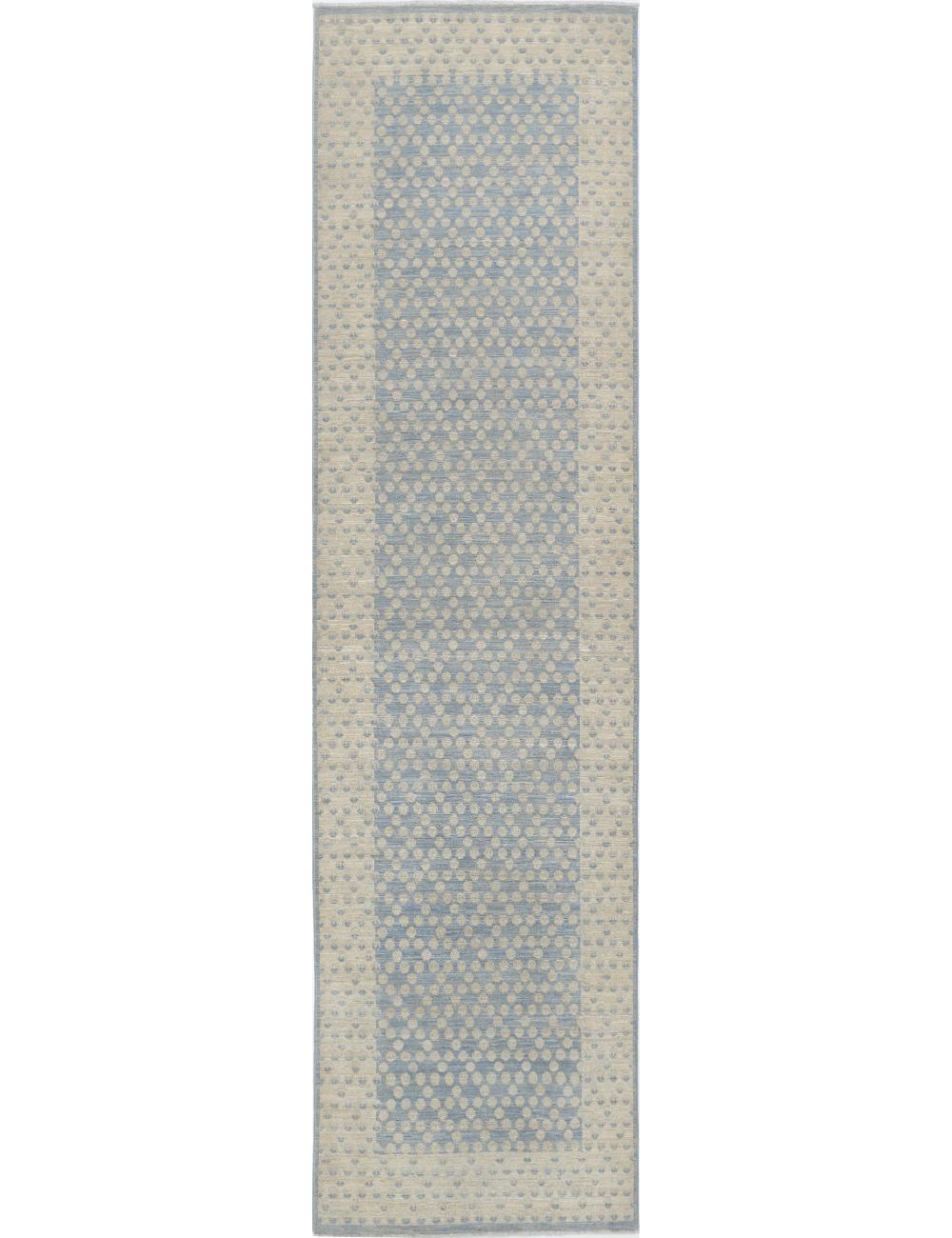 Serenity 2' 11" X 11' 0" Hand-Knotted Wool Rug 2' 11" X 11' 0" (89 X 335) / Blue / Ivory