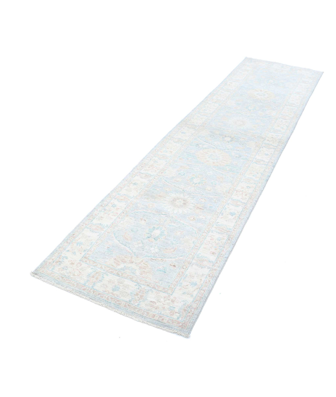Serenity 2'5'' X 10'3'' Hand-Knotted Wool Rug 2'5'' x 10'3'' (73 X 308) / Blue / Ivory