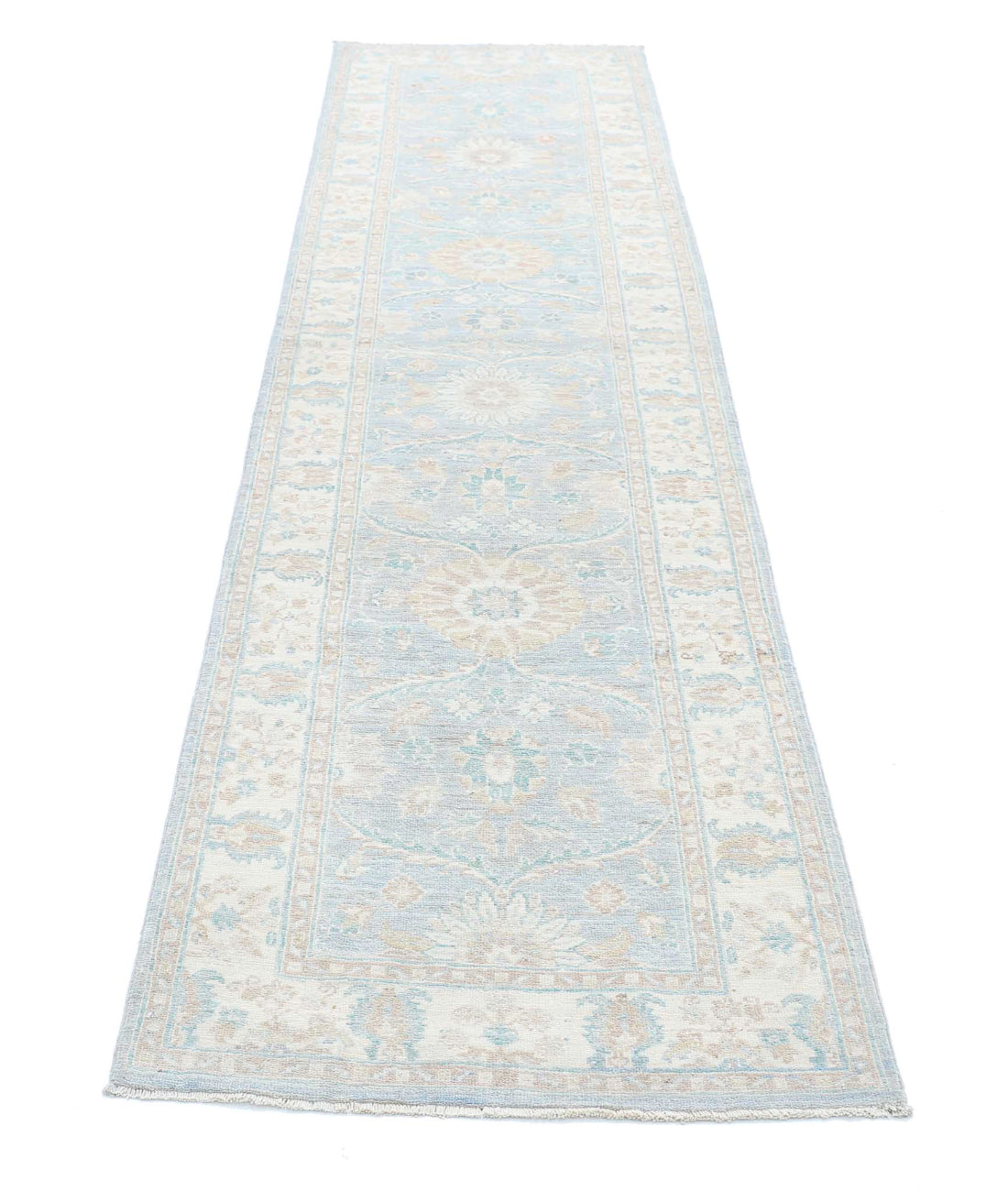 Serenity 2'5'' X 10'3'' Hand-Knotted Wool Rug 2'5'' x 10'3'' (73 X 308) / Blue / Ivory