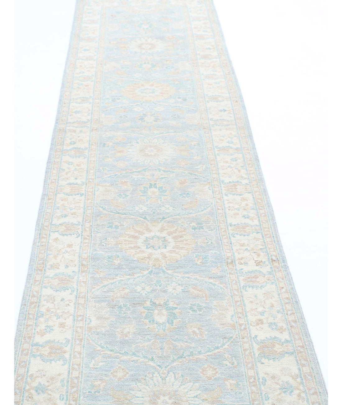 Serenity 2'5'' X 10'3'' Hand-Knotted Wool Rug 2'5'' x 10'3'' (73 X 308) / Blue / Ivory