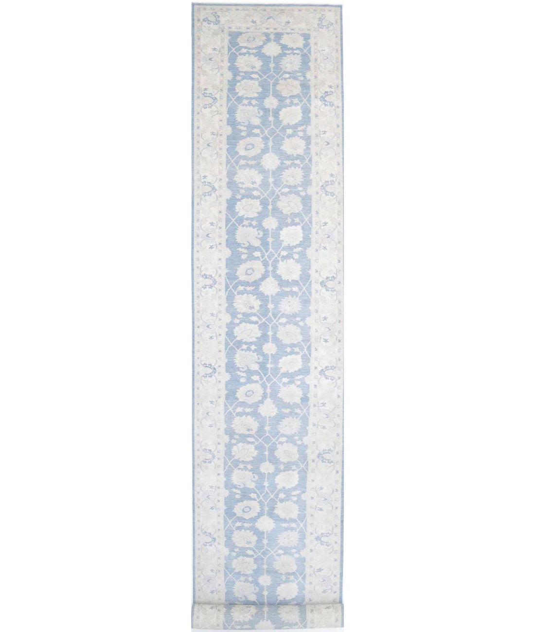 Serenity 4'1'' X 35'11'' Hand-Knotted Wool Rug 4'1'' x 35'11'' (123 X 1078) / Blue / Ivory