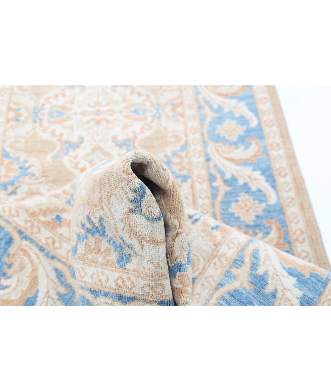 Serenity 2'11'' X 17'7'' Hand-Knotted Wool Rug 2'11'' x 17'7'' (88 X 528) / Taupe / Blue