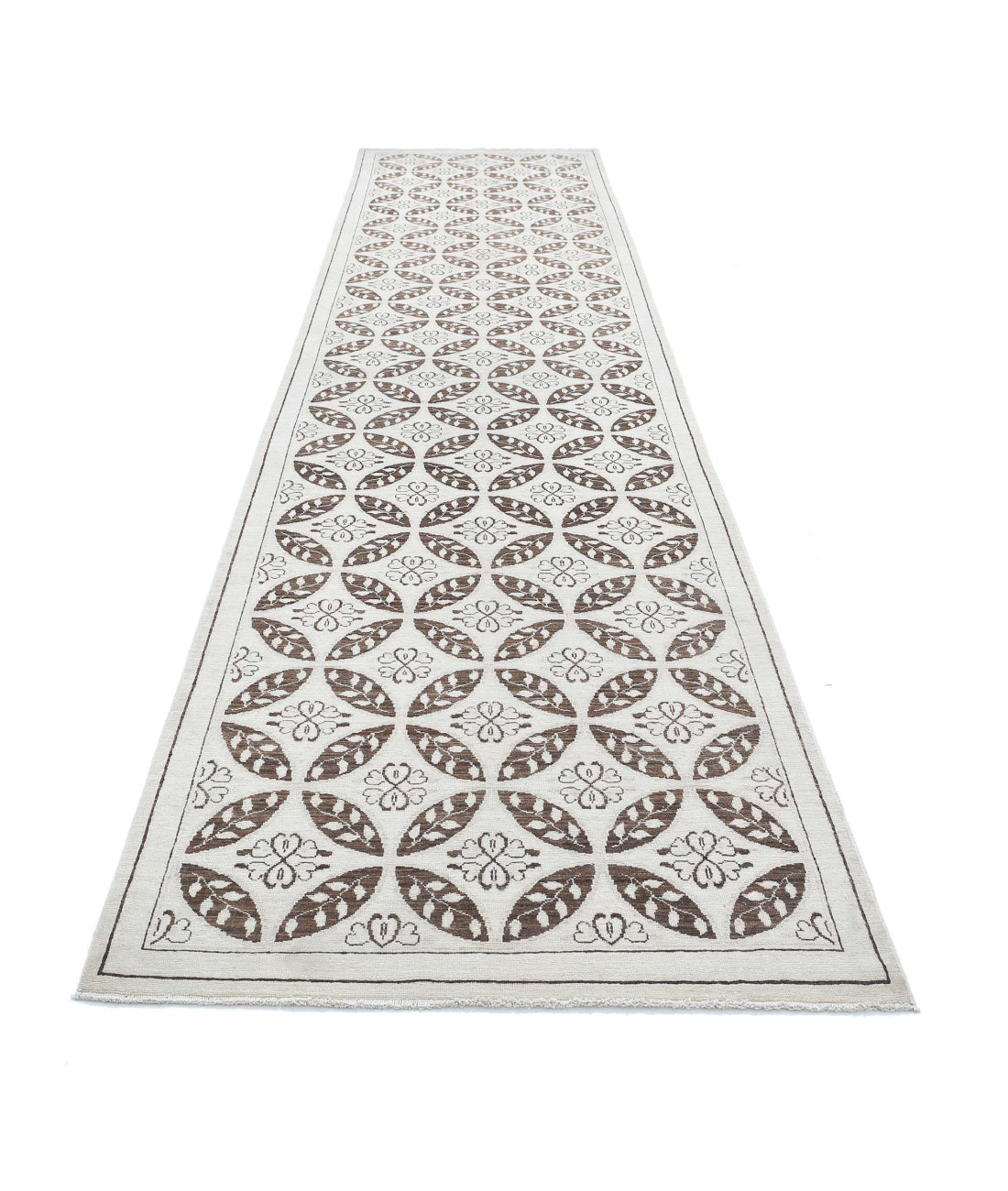 Serenity 3'9'' X 16'2'' Hand-Knotted Wool Rug 3'9'' x 16'2'' (113 X 485) / Ivory / Brown