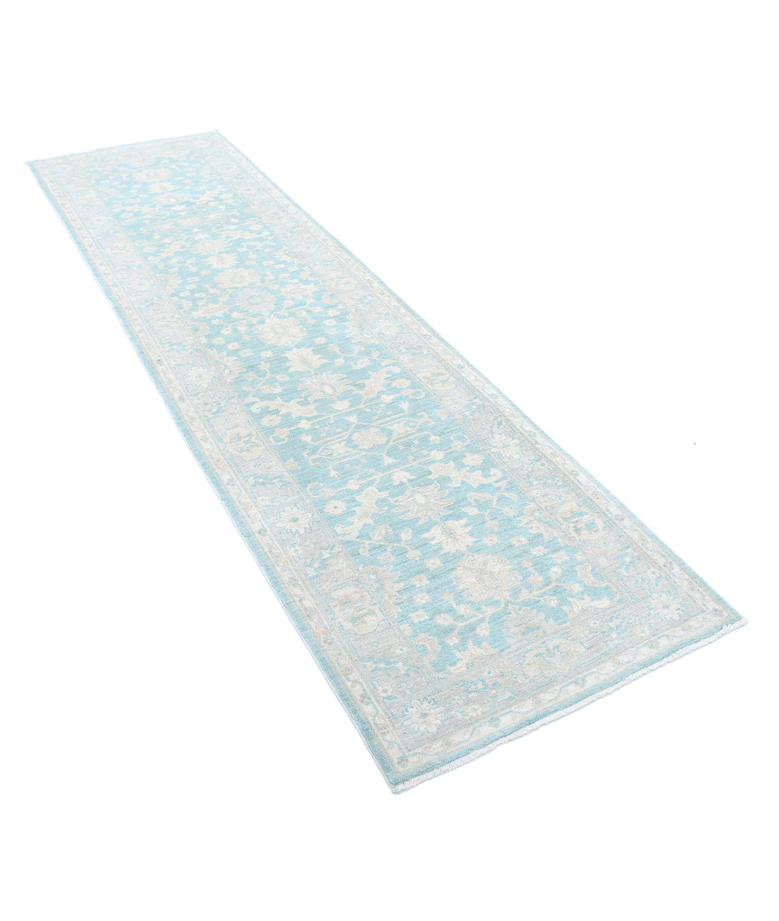 Serenity 2'7'' X 9'5'' Hand-Knotted Wool Rug 2'7'' x 9'5'' (78 X 283) / Teal / Grey