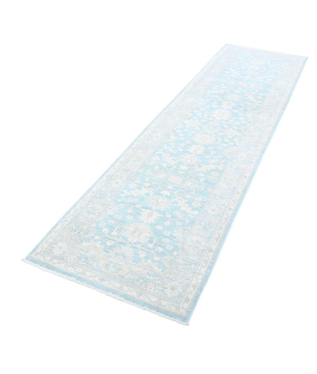 Serenity 2'7'' X 9'5'' Hand-Knotted Wool Rug 2'7'' x 9'5'' (78 X 283) / Teal / Grey