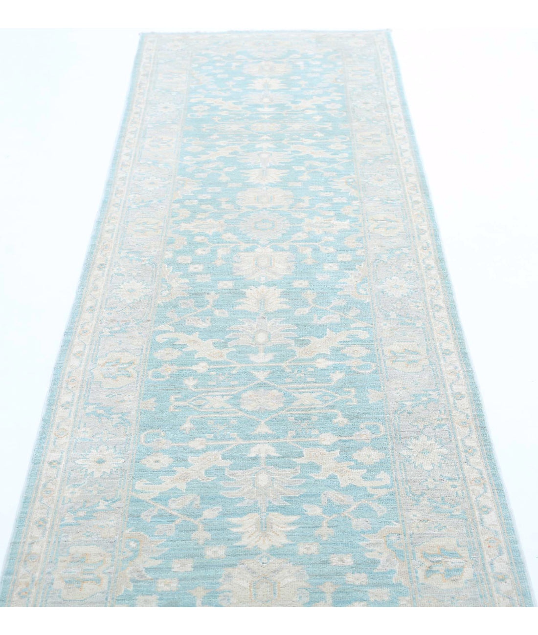 Serenity 2'7'' X 9'5'' Hand-Knotted Wool Rug 2'7'' x 9'5'' (78 X 283) / Teal / Grey