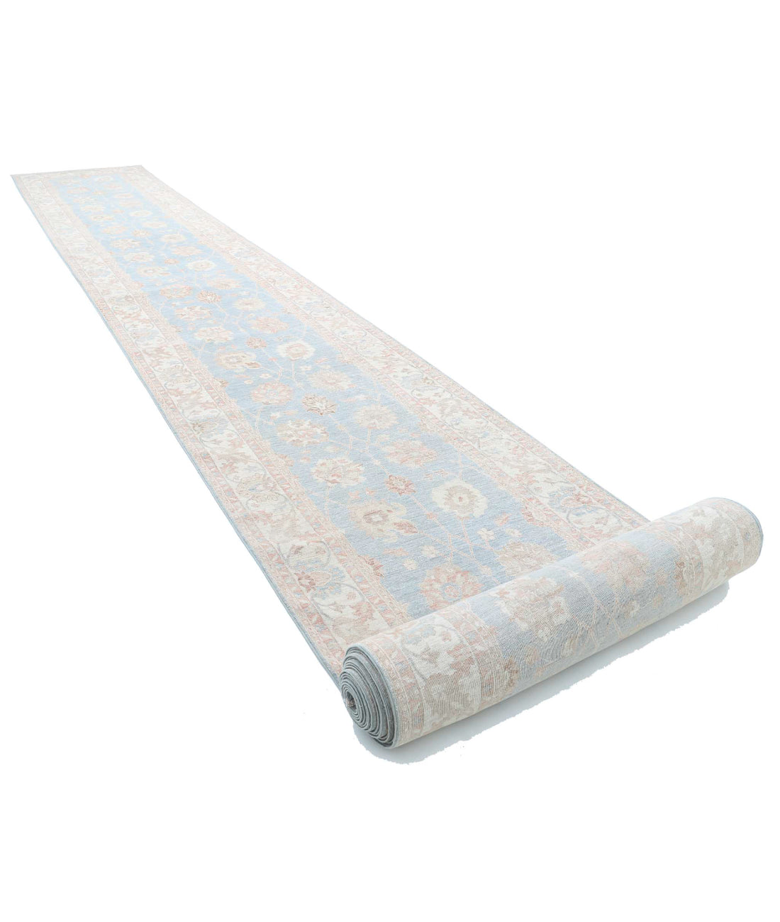 Serenity 4'1'' X 43'4'' Hand-Knotted Wool Rug 4'1'' x 43'4'' (123 X 1300) / Blue / Ivory