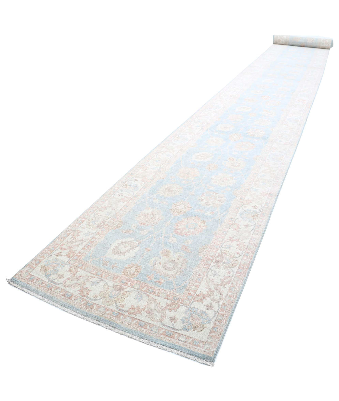 Serenity 4'1'' X 43'4'' Hand-Knotted Wool Rug 4'1'' x 43'4'' (123 X 1300) / Blue / Ivory