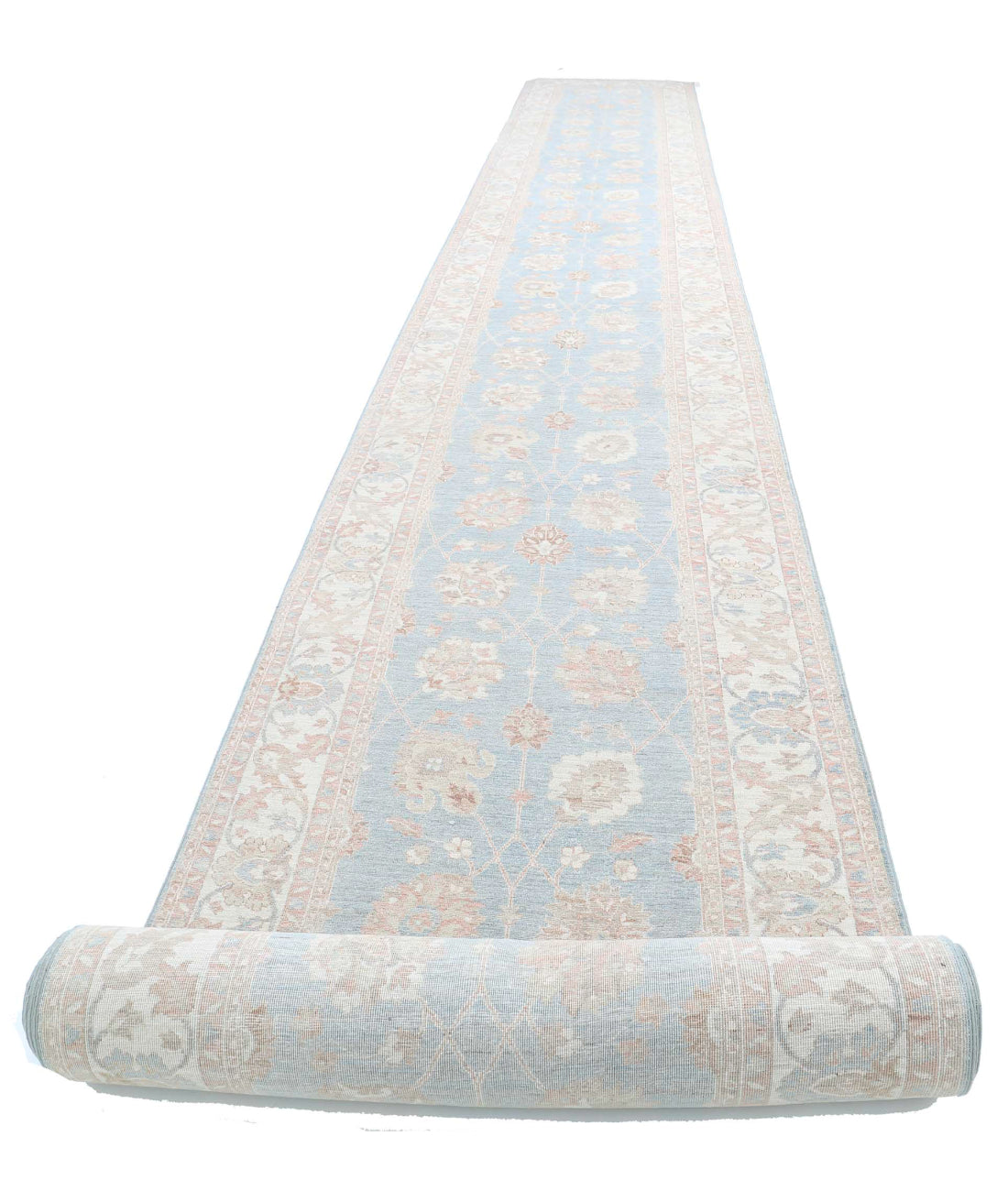Serenity 4'1'' X 43'4'' Hand-Knotted Wool Rug 4'1'' x 43'4'' (123 X 1300) / Blue / Ivory