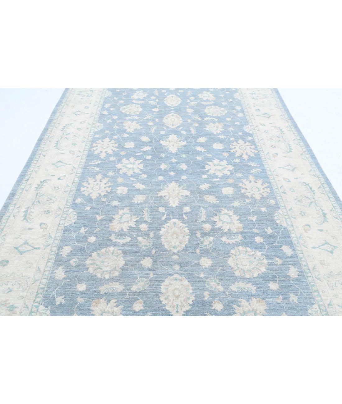Serenity 6'6'' X 13'1'' Hand-Knotted Wool Rug 6'6'' x 13'1'' (195 X 393) / Blue / Ivory
