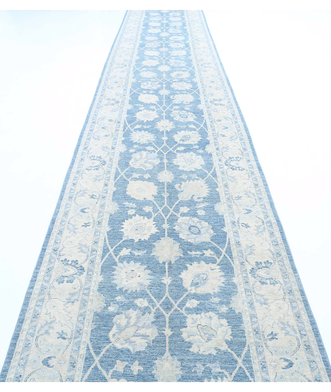Serenity 4'0'' X 25'7'' Hand-Knotted Wool Rug 4'0'' x 25'7'' (120 X 768) / Blue / Ivory