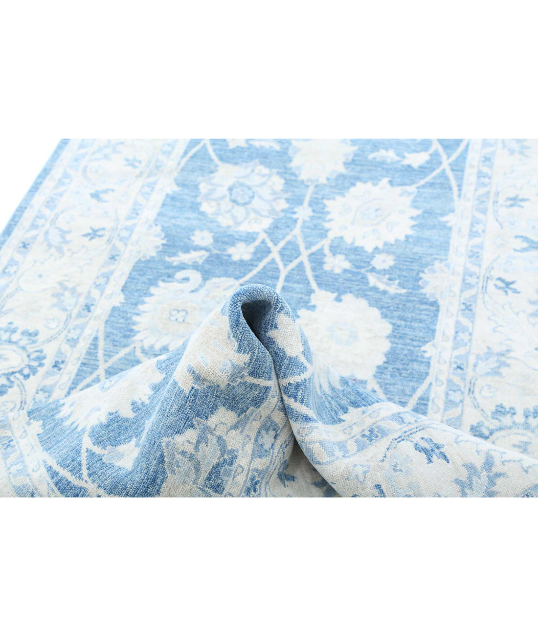 Serenity 4'0'' X 25'7'' Hand-Knotted Wool Rug 4'0'' x 25'7'' (120 X 768) / Blue / Ivory
