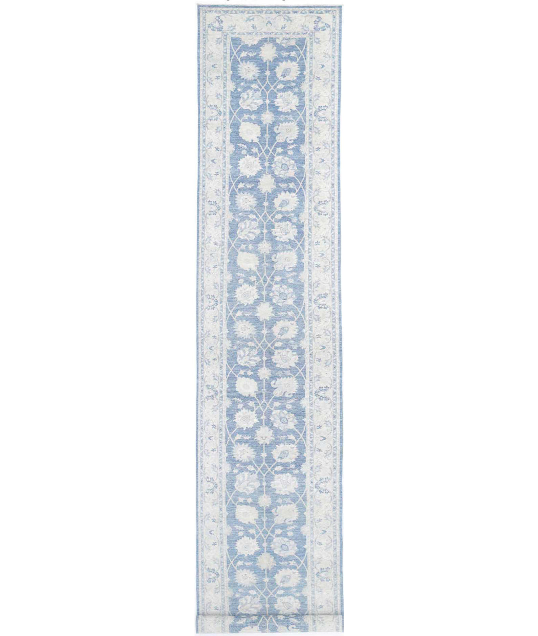 Serenity 4'0'' X 25'7'' Hand-Knotted Wool Rug 4'0'' x 25'7'' (120 X 768) / Blue / Ivory