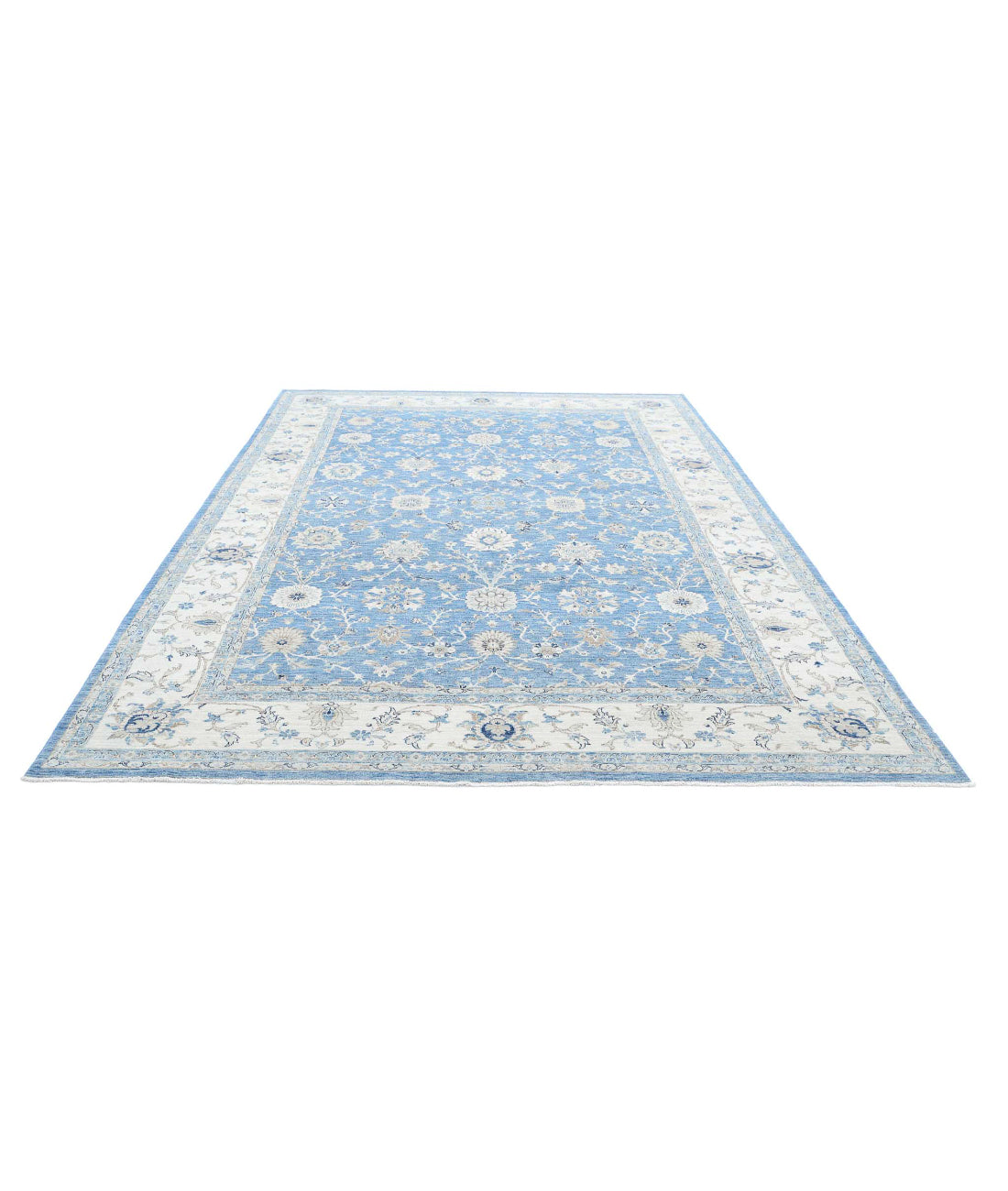 Serenity 8'1'' X 11'5'' Hand-Knotted Wool Rug 8'1'' x 11'5'' (243 X 343) / Blue / Ivory