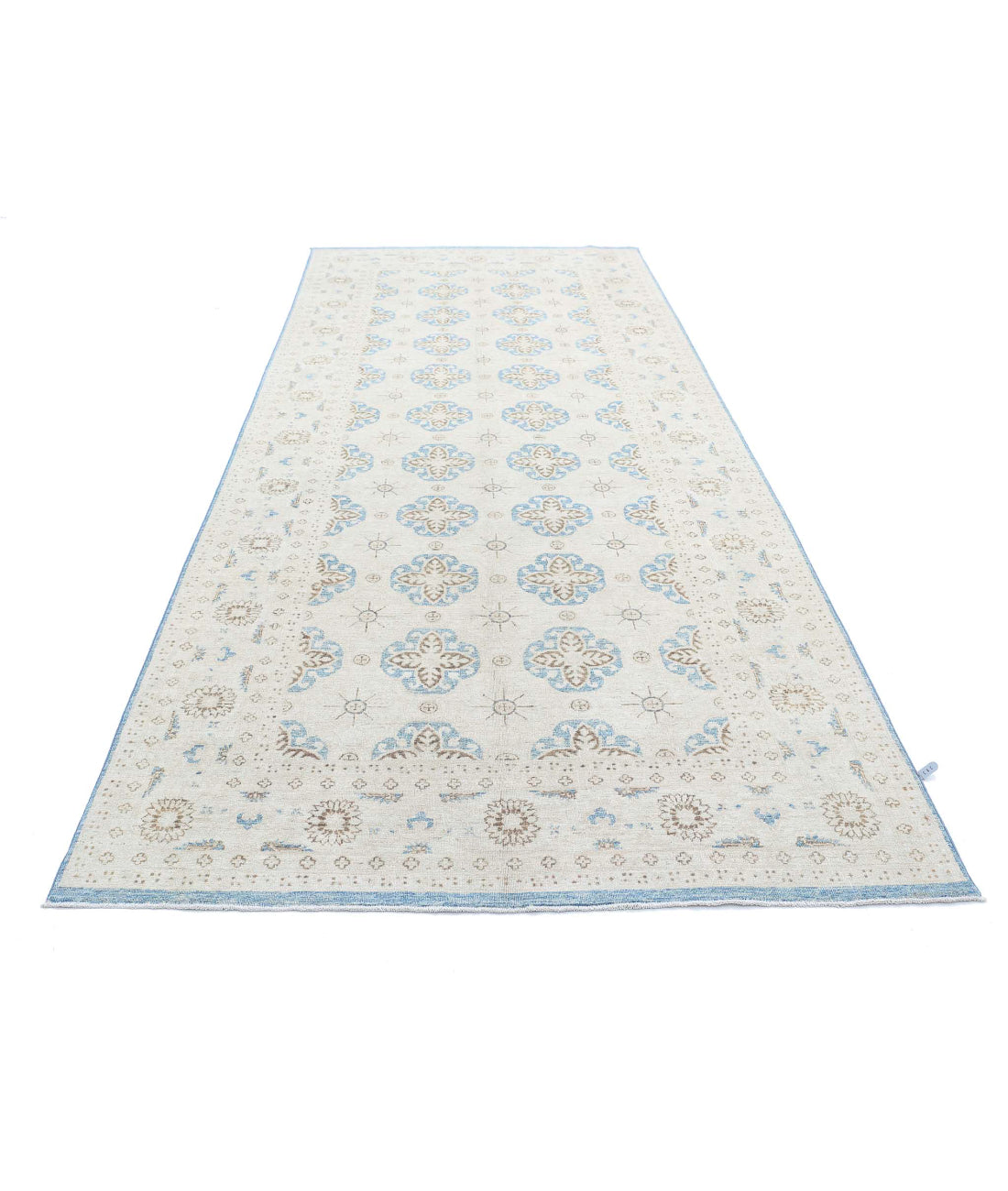 Serenity 5'1'' X 12'8'' Hand-Knotted Wool Rug 5'1'' x 12'8'' (153 X 380) / Blue / Ivory