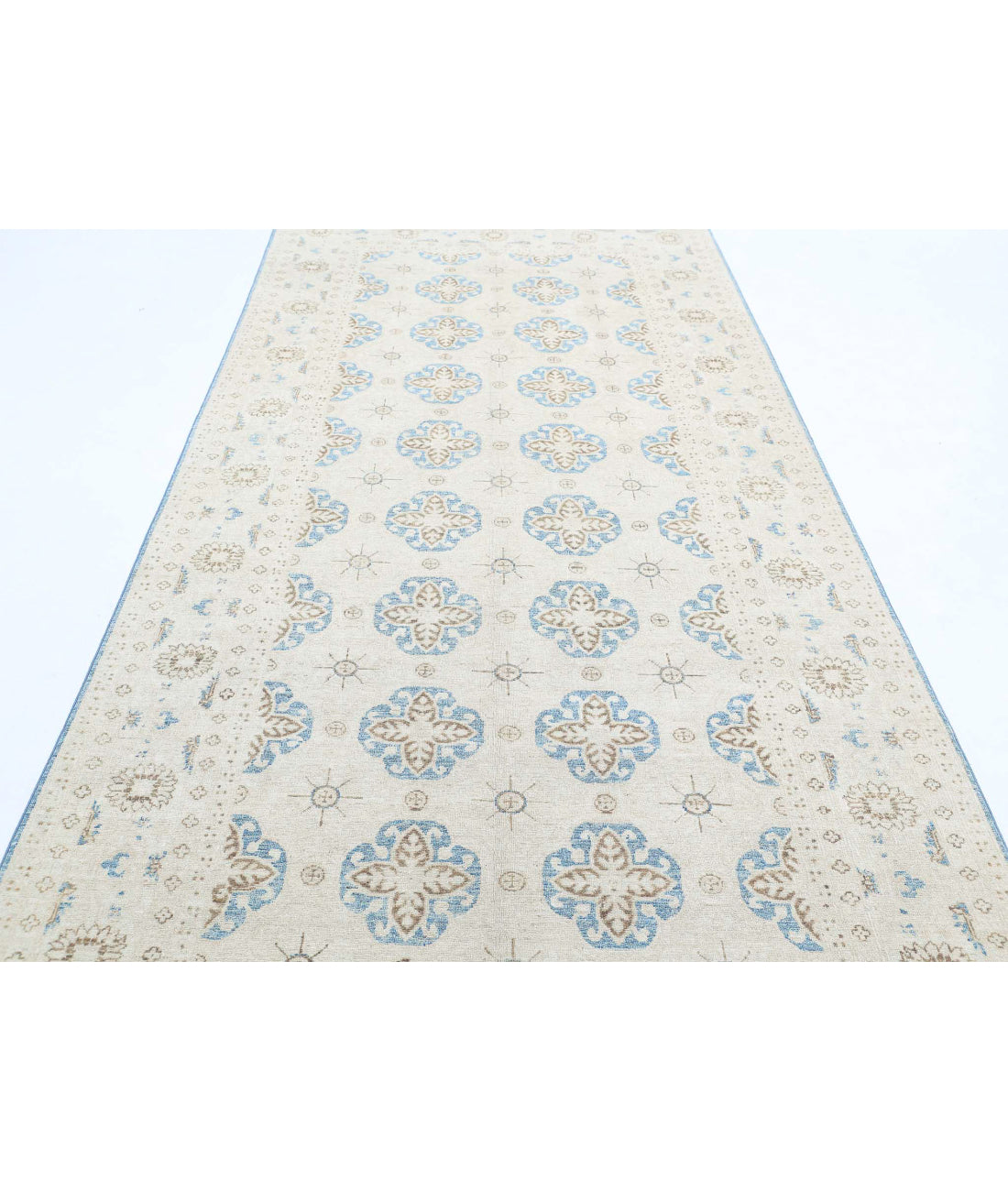 Serenity 5'1'' X 12'8'' Hand-Knotted Wool Rug 5'1'' x 12'8'' (153 X 380) / Blue / Ivory