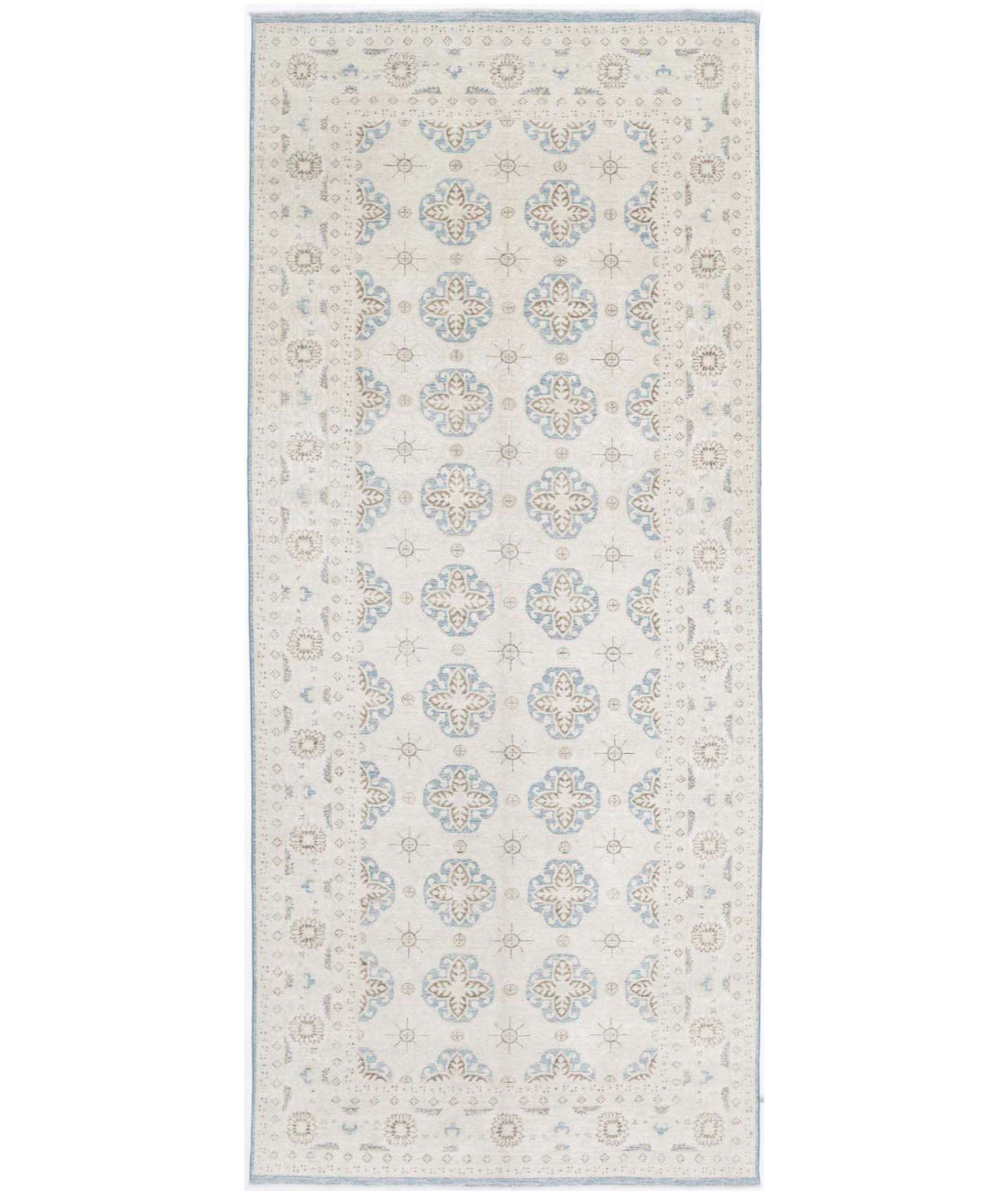 Serenity 5'1'' X 12'8'' Hand-Knotted Wool Rug 5'1'' x 12'8'' (153 X 380) / Blue / Ivory