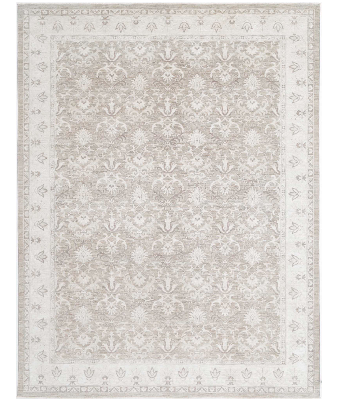 Serenity 8'9'' X 11'8'' Hand-Knotted Wool Rug 8'9'' x 11'8'' (263 X 350) / Taupe / Ivory