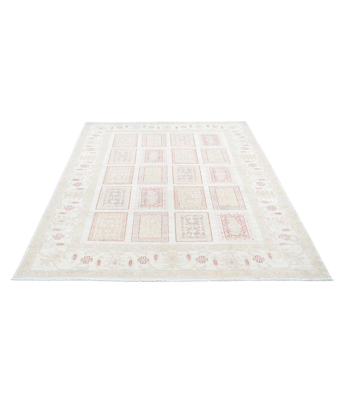 Serenity 5'6'' X 7'11'' Hand-Knotted Wool Rug 5'6'' x 7'11'' (165 X 238) / Ivory / Red