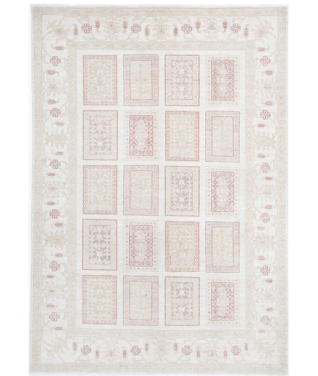 Serenity 5'6'' X 7'11'' Hand-Knotted Wool Rug 5'6'' x 7'11'' (165 X 238) / Ivory / Red