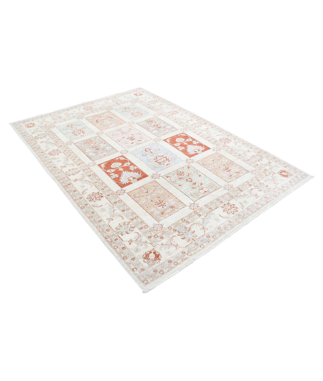 Serenity 5'6'' X 7'7'' Hand-Knotted Wool Rug 5'6'' x 7'7'' (165 X 228) / Ivory / Red