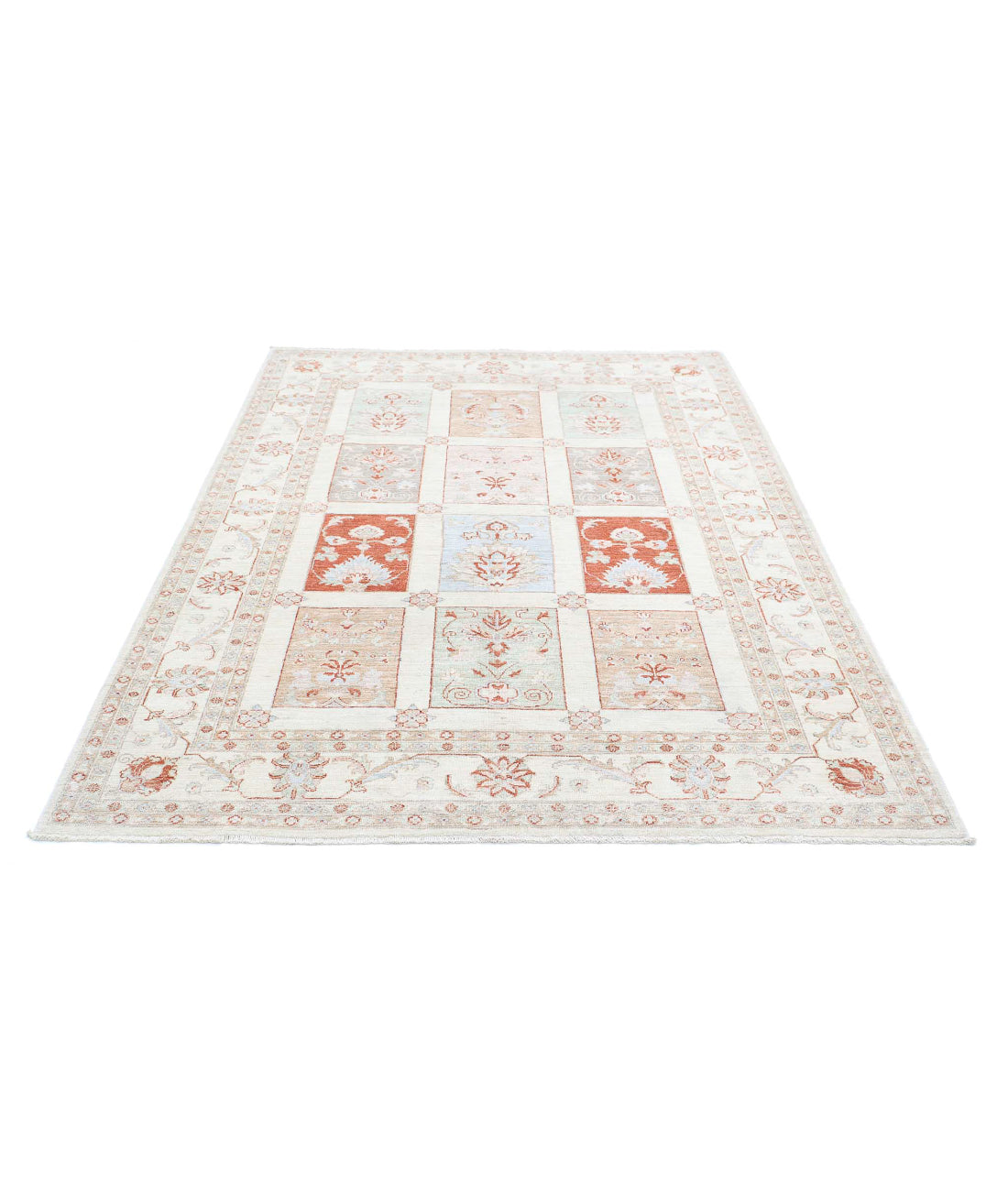 Serenity 5'6'' X 7'7'' Hand-Knotted Wool Rug 5'6'' x 7'7'' (165 X 228) / Ivory / Red