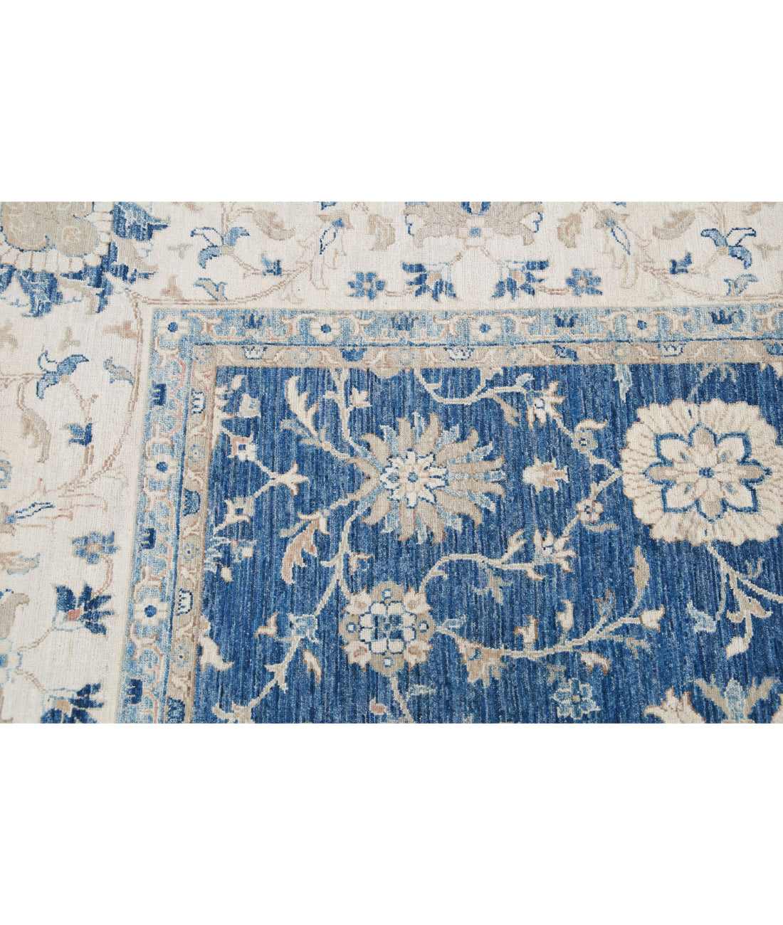 Serenity 9'9'' X 21'1'' Hand-Knotted Wool Rug 9'9'' x 21'1'' (293 X 633) / Blue / Ivory