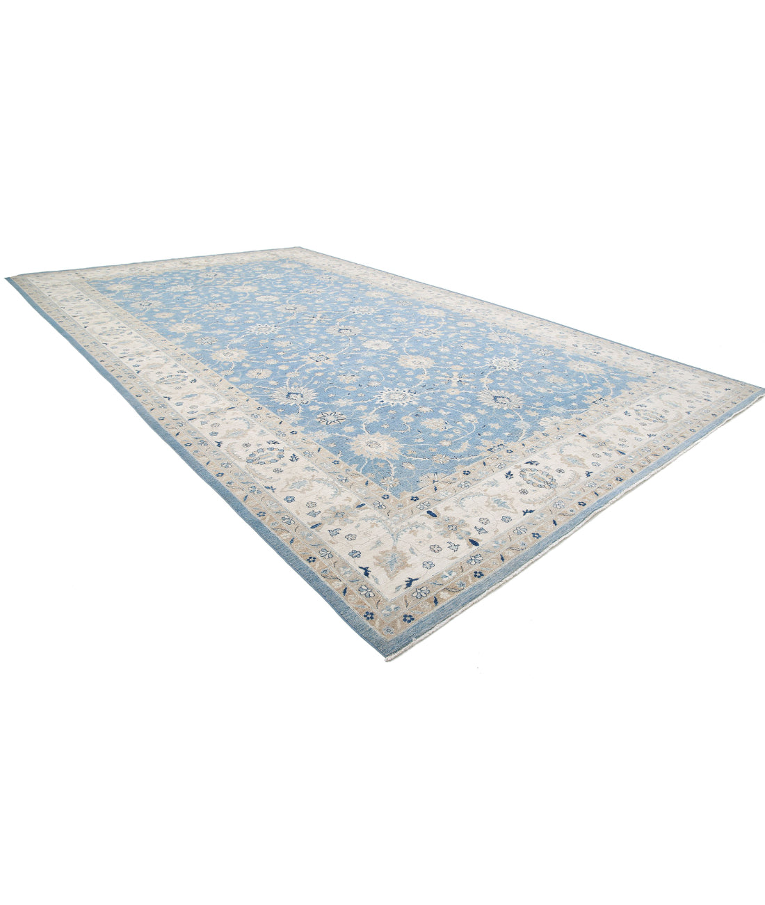 Serenity 13'3'' X 21'9'' Hand-Knotted Wool Rug 13'3'' x 21'9'' (398 X 653) / Blue / Ivory