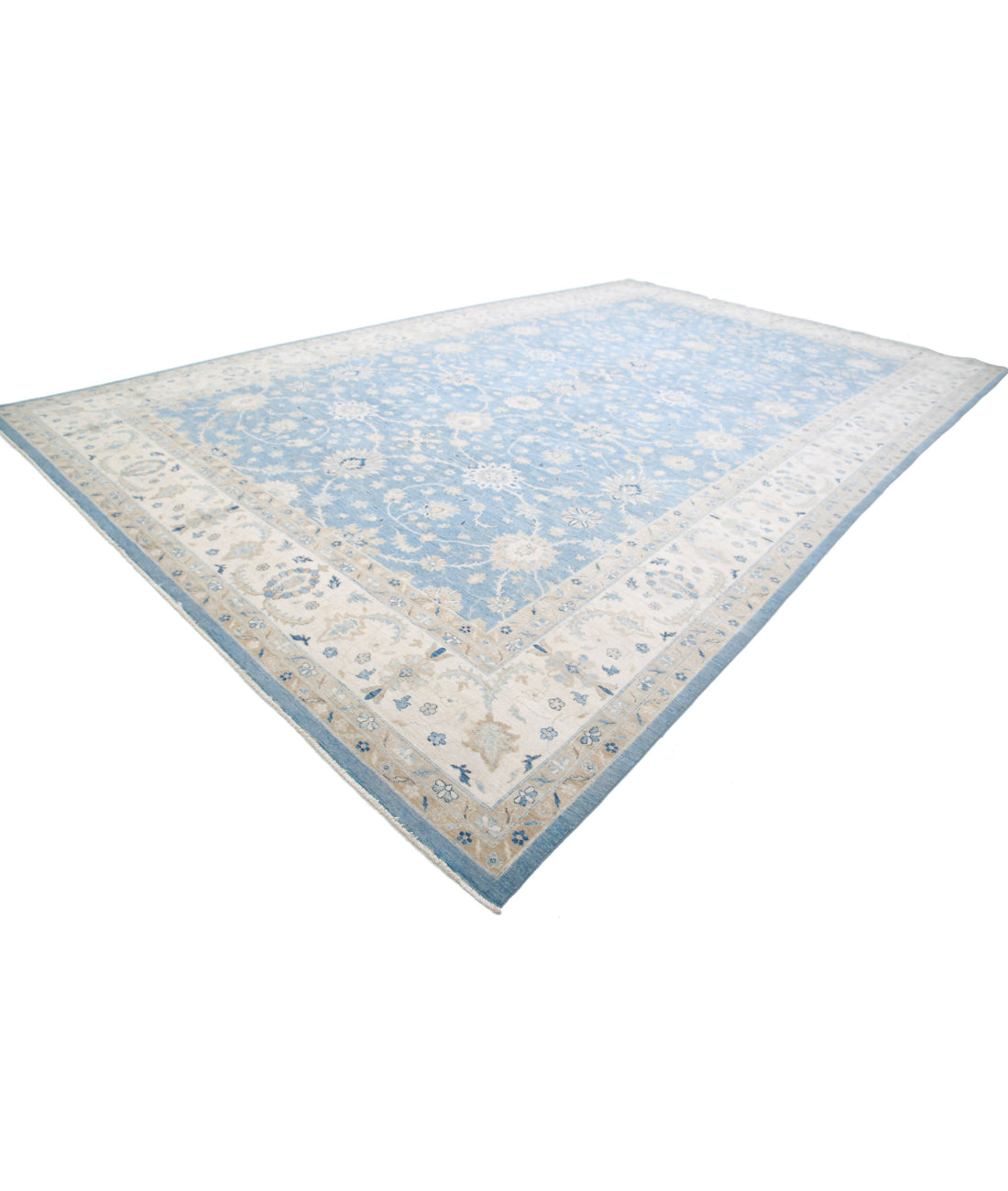 Serenity 13'3'' X 21'9'' Hand-Knotted Wool Rug 13'3'' x 21'9'' (398 X 653) / Blue / Ivory