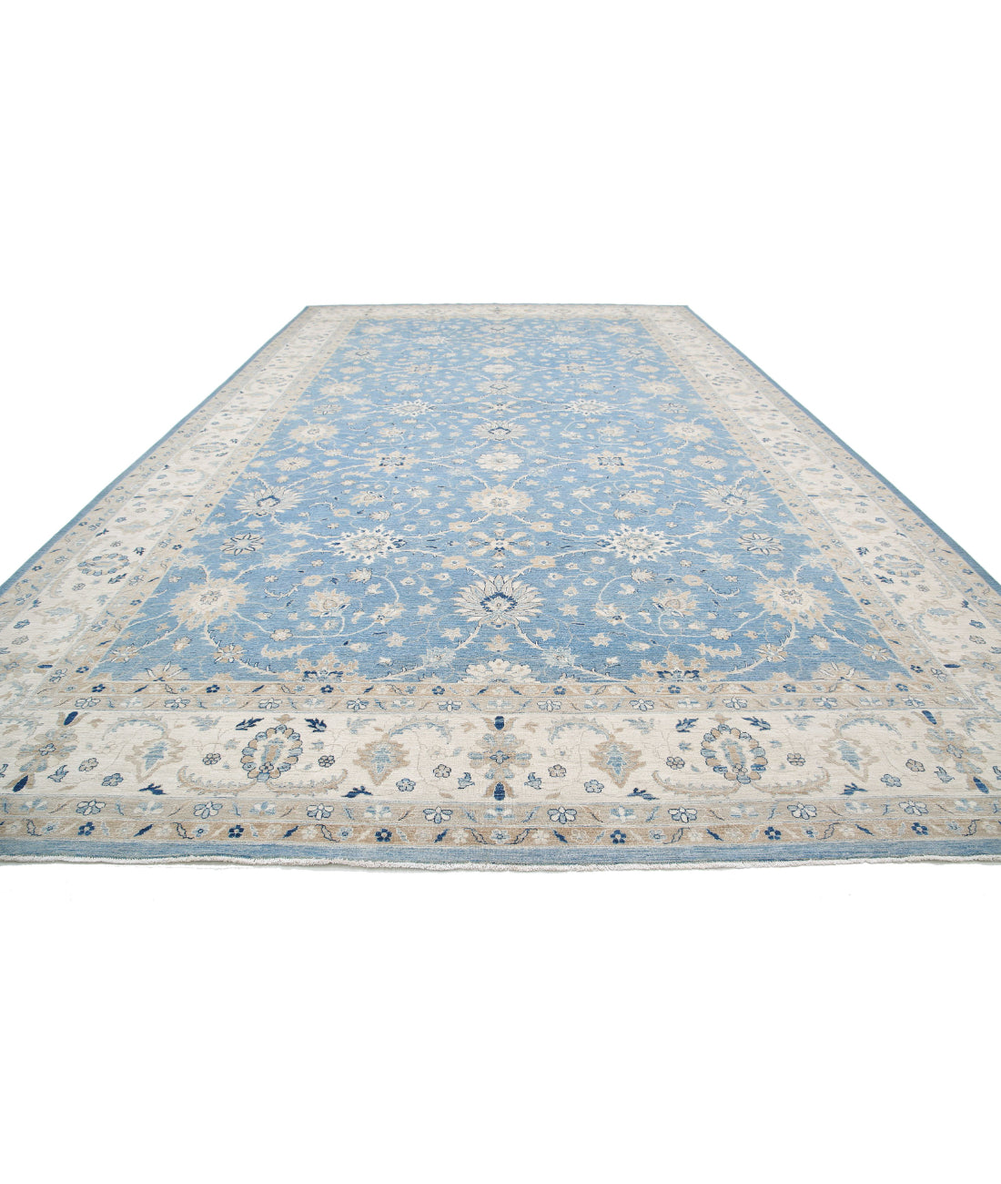 Serenity 13'3'' X 21'9'' Hand-Knotted Wool Rug 13'3'' x 21'9'' (398 X 653) / Blue / Ivory