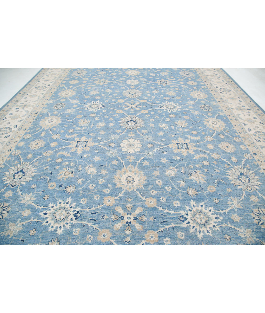 Serenity 13'3'' X 21'9'' Hand-Knotted Wool Rug 13'3'' x 21'9'' (398 X 653) / Blue / Ivory