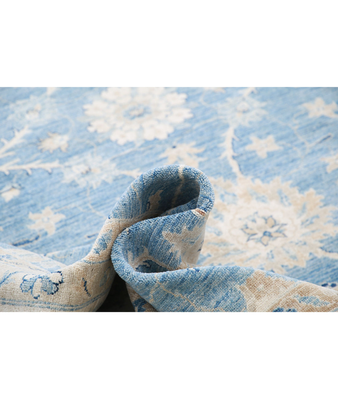 Serenity 13'3'' X 21'9'' Hand-Knotted Wool Rug 13'3'' x 21'9'' (398 X 653) / Blue / Ivory