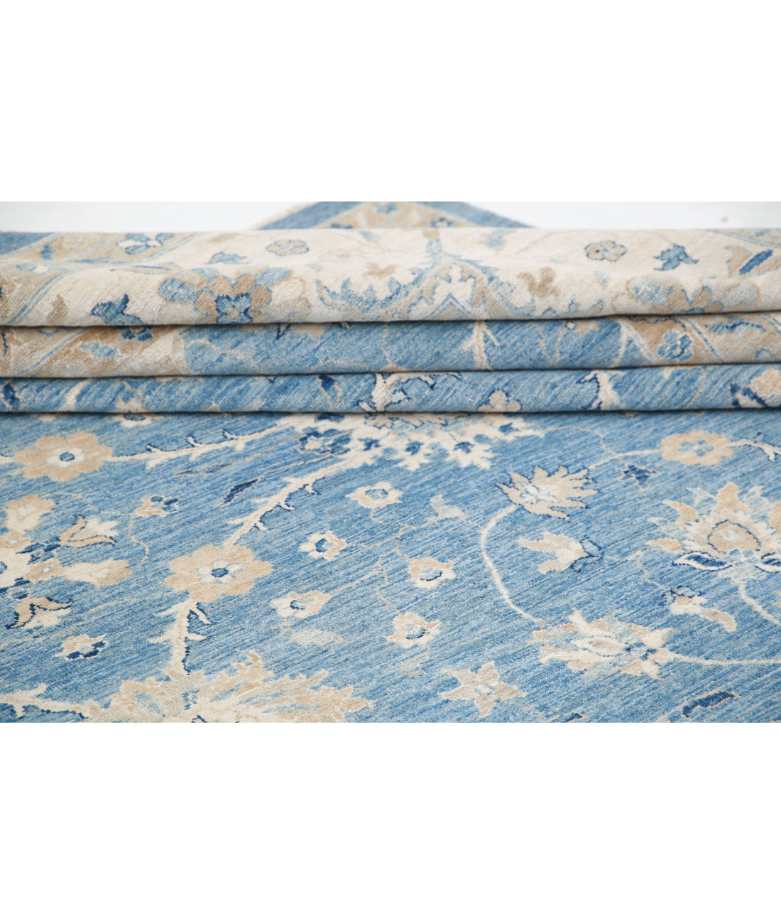 Serenity 13'3'' X 21'9'' Hand-Knotted Wool Rug 13'3'' x 21'9'' (398 X 653) / Blue / Ivory
