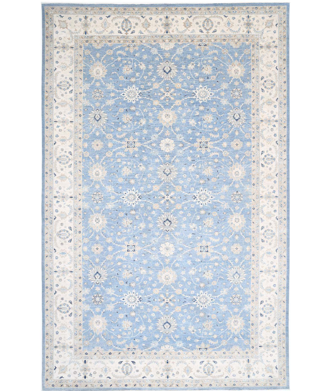 Serenity 13'3'' X 21'9'' Hand-Knotted Wool Rug 13'3'' x 21'9'' (398 X 653) / Blue / Ivory